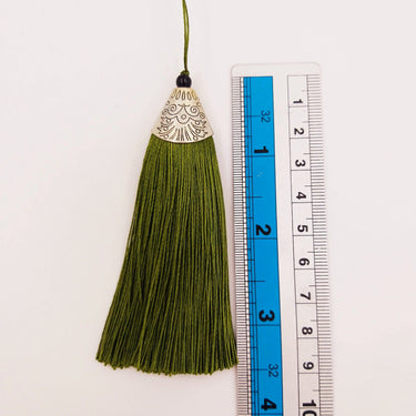 Olive Green Tassels Artificial Silk Tassel with Cone Cap, Earring Tassel, Bridal Tassels